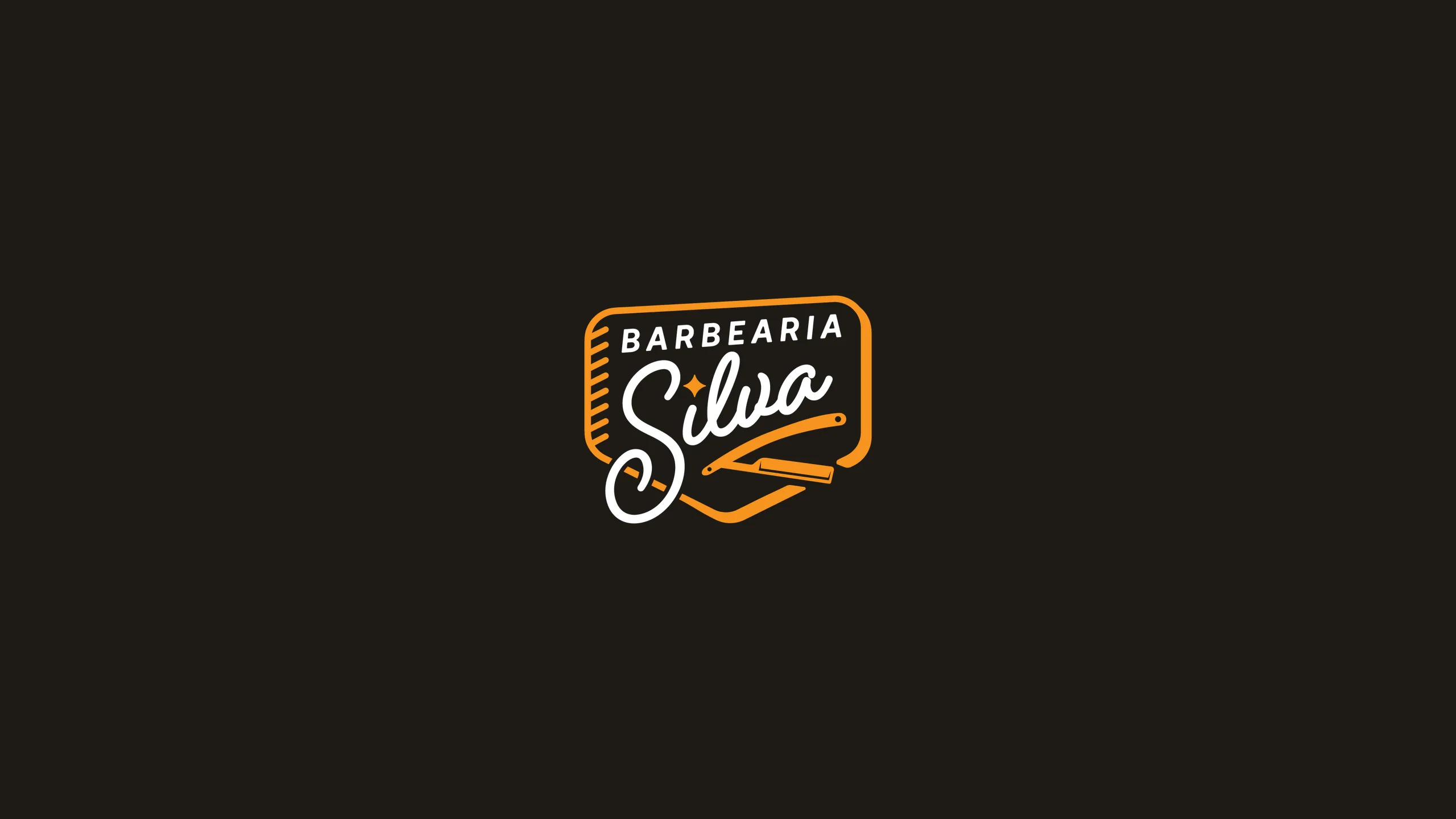 Símbolo em laranja sobre fundo escuro