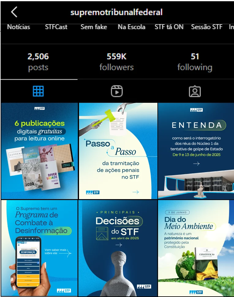 Instagram feed applied to the Court's official profile