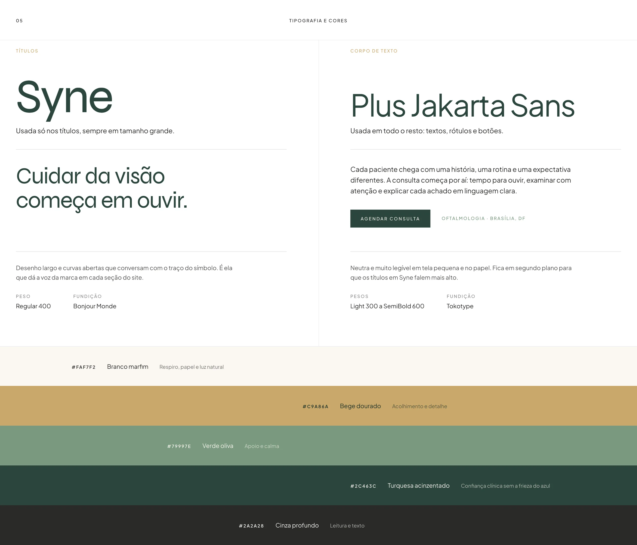 Syne and Plus Jakarta Sans typography and color palette